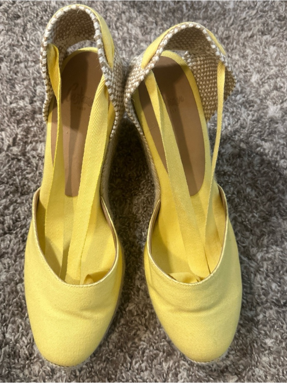 Castaner Albalgata / Sunny Yellow Canvas Wedge Espadrilles with Ankle Tie / 9Si